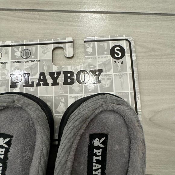 Playboy Mens Memory Foam Indoor Outdoor Gray Slippers Slides Size S 7-8 new - Picture 2 of 6